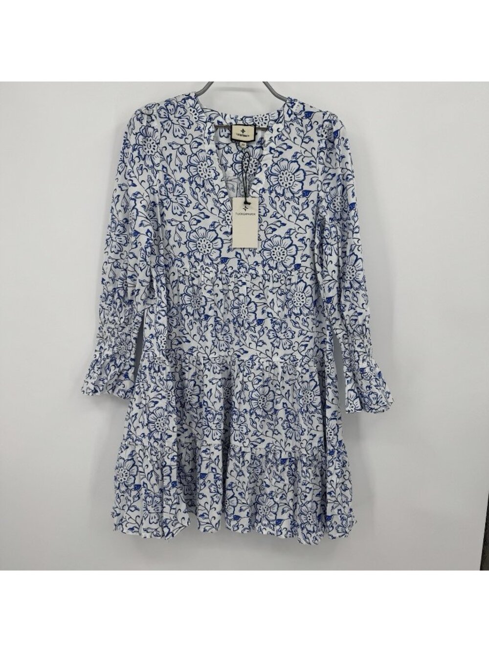 Pomander Place by Tuckernuck Indigo Blooms Kenzo Tiered Mini Dress size XS NWT